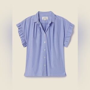 TROVATA BIRDS OF PARADISE Marianne B Ruffle Shirt In Blue White Stripe Sz Medium